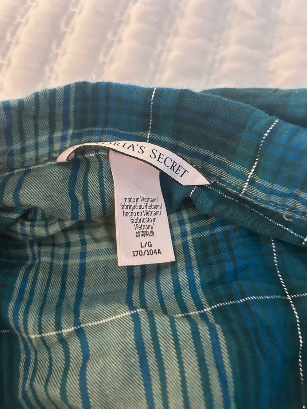Victoria's Secret Teal and Blue Plaid Button-Down Pajama Loungewear Set. Size L - Picture 6 of 9